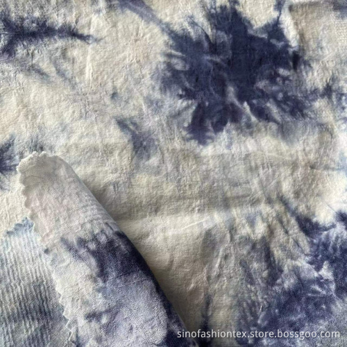 Soft Tie Dye Jacquard Printing Linen Tencil Fabric